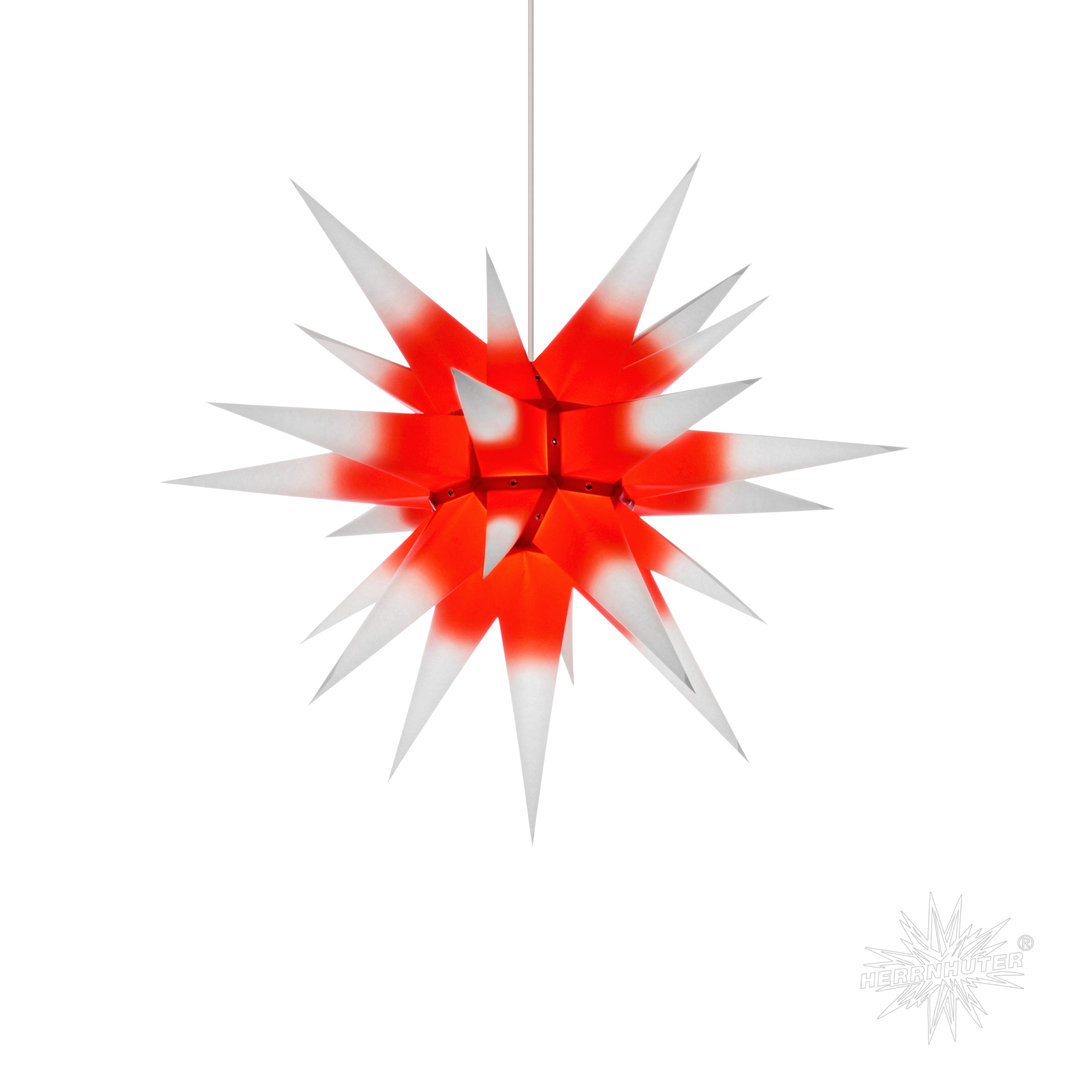 Herrnhuter Stern Innen, I6, 60cm, Weiß mit Rotem Kern, Adventsstern, Weihnachtsstern