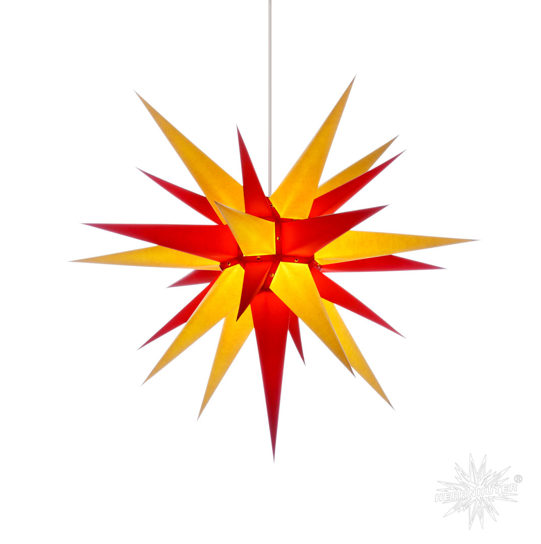 Herrnhuter Stern Innen, I7, 70cm, Gelb-Rot, Adventsstern, Weihnachtsstern
