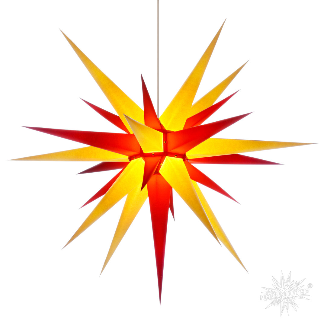 Herrnhuter Stern Innen, I8, 80cm, Gelb-Rot, Adventsstern, Weihnachtsstern