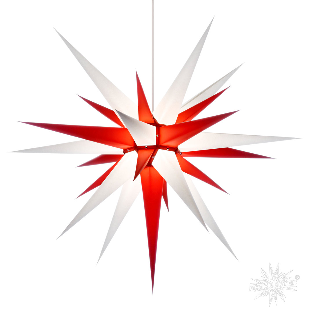 Herrnhuter Stern Innen, I8, 80cm, Weiß-Rot, Adventsstern, Weihnachtsstern