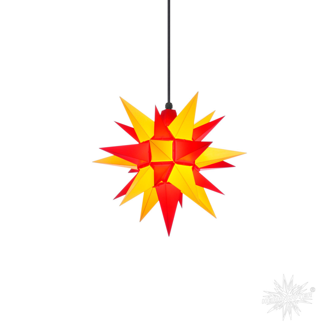 Herrnhuter Stern, Super-SET Stern+Kabel, Außen, A4, 40cm, Gelb-Rot, Adventsstern, Weihnachtsstern