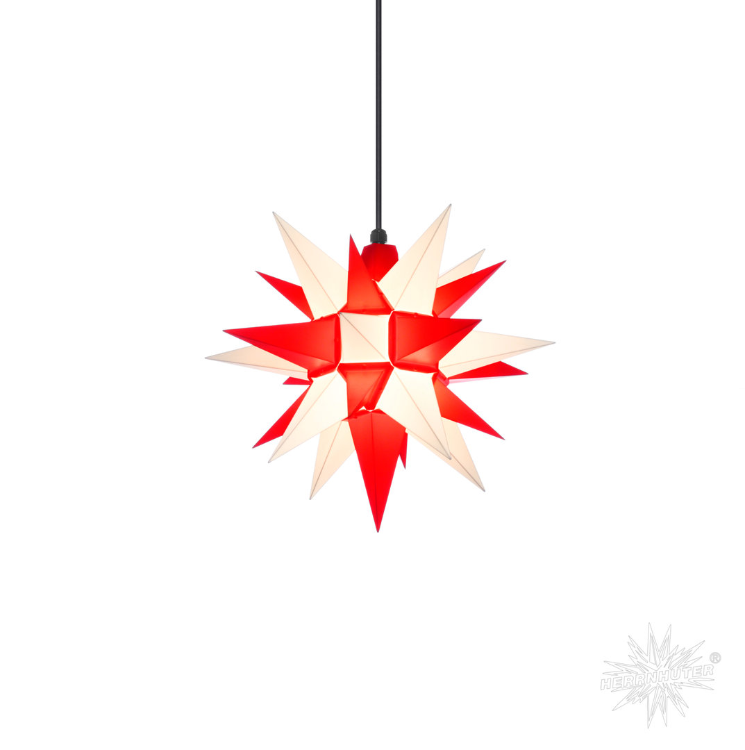 Herrnhuter Stern Außen, A4, 40cm, Weiß-Rot, Adventsstern, Weihnachtsstern