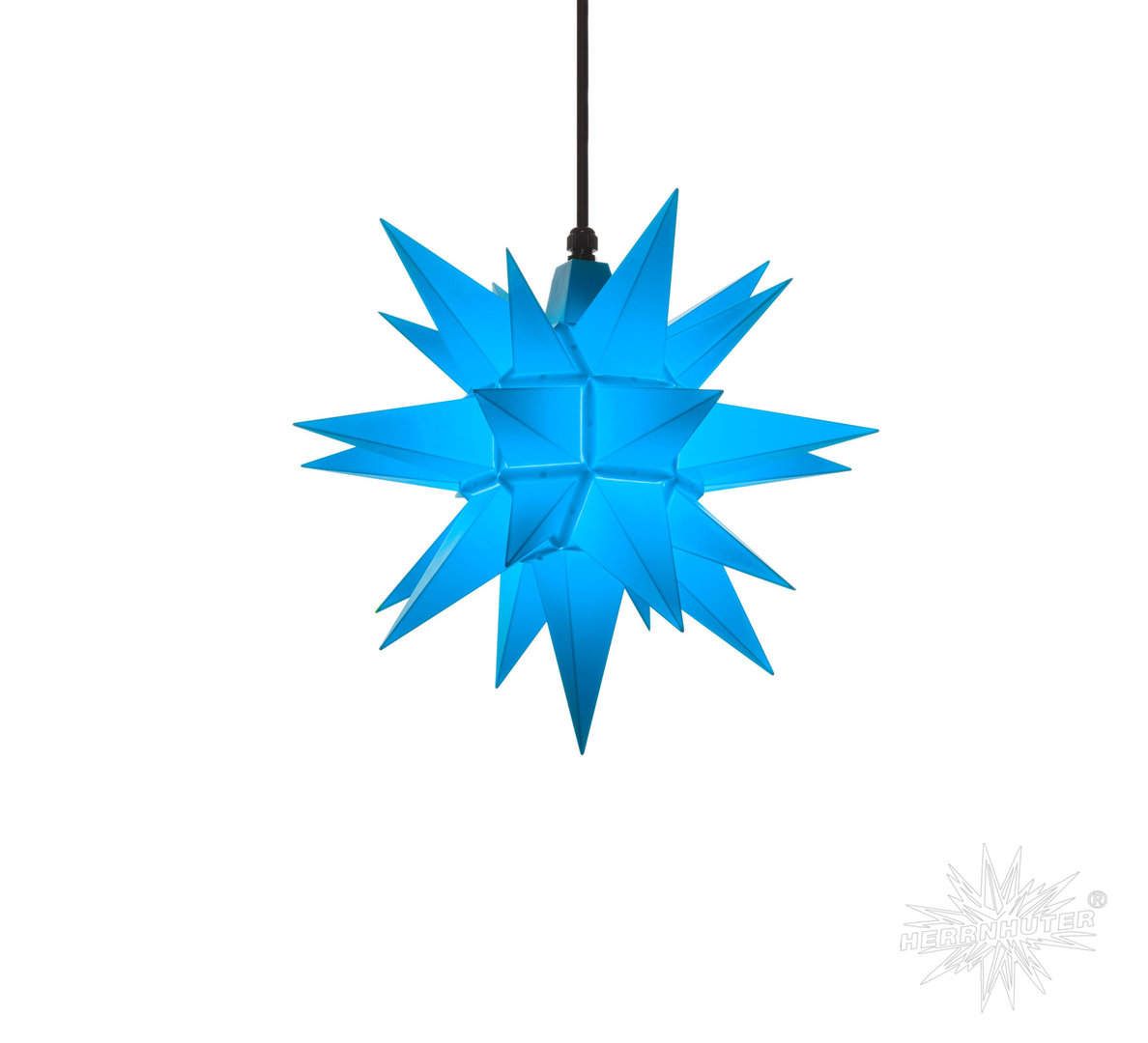 Herrnhuter Stern, SET Stern+Kabel, Außen, A4, 40cm, Blau, Adventsstern, Weihnachtsstern