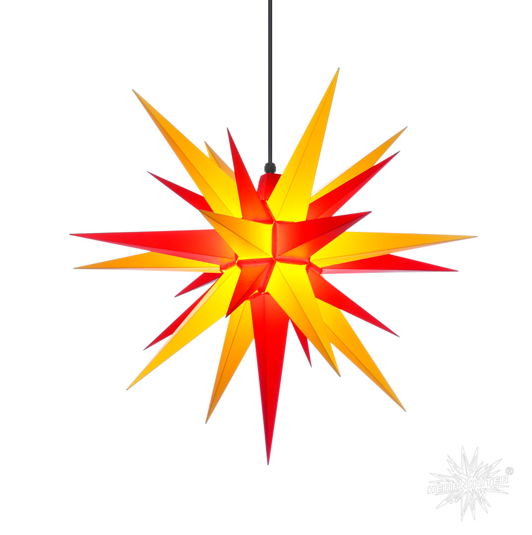 Herrnhuter Stern, SET Stern+Kabel, Außen, A7, 70cm, Gelb-Rot, Adventsstern, Weihnachtsstern