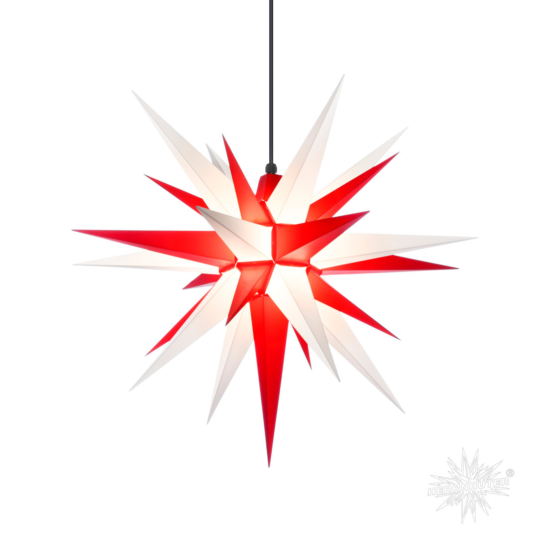 Herrnhuter Stern, Super-SET Stern+Kabel, Außen, A7, 70cm, Weiß-Rot, Adventsstern, Weihnachtsstern