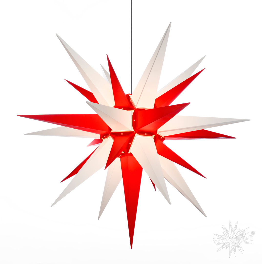 Herrnhuter Stern Aussen, A13, 130cm, Weiß-Rot, Adventsstern, Weihnachtsstern