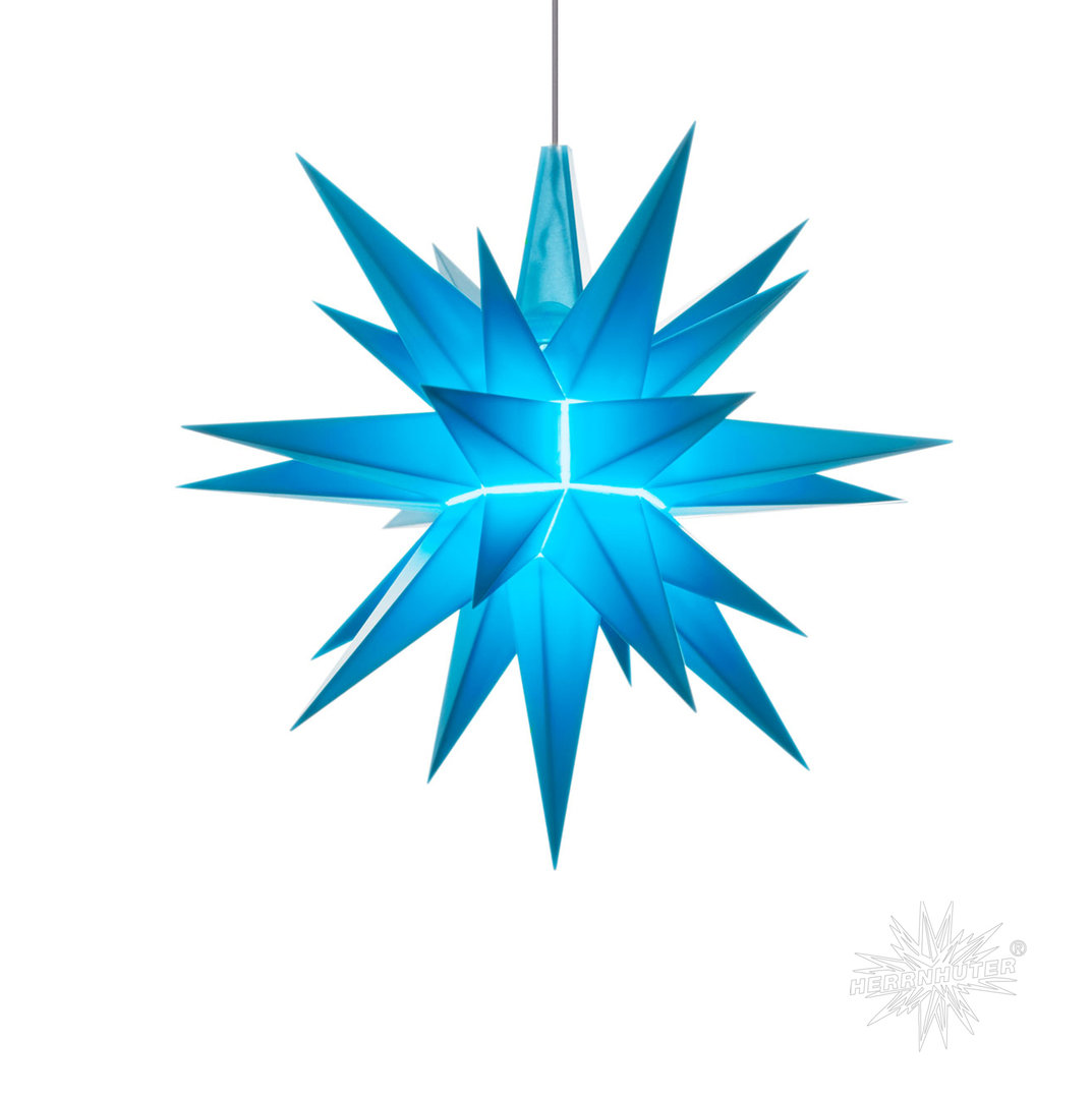 Herrnhuter Stern-Innen, 13cm, Blau, mit LED, Sommerstern