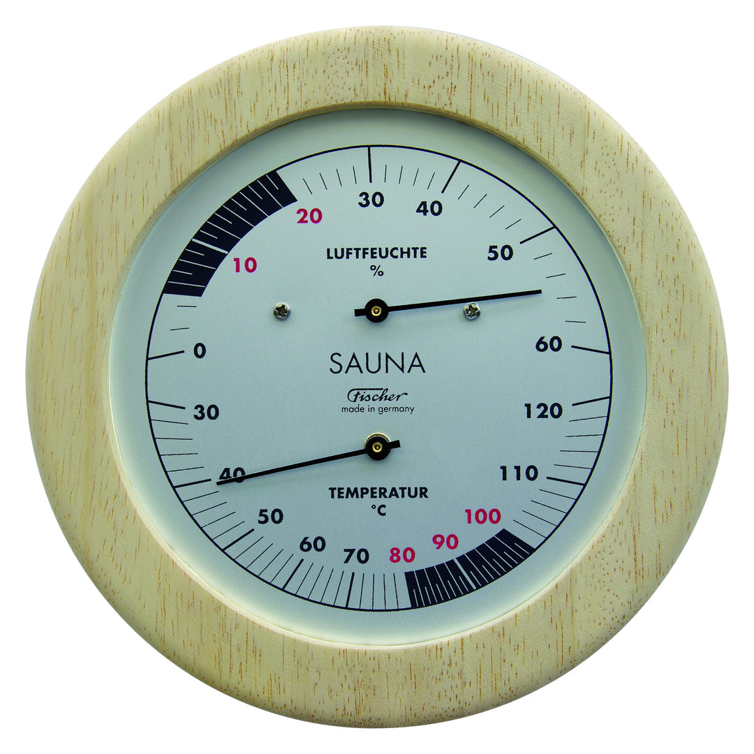 Sauna Thermometer und Hygrometer im Holzgehäuse