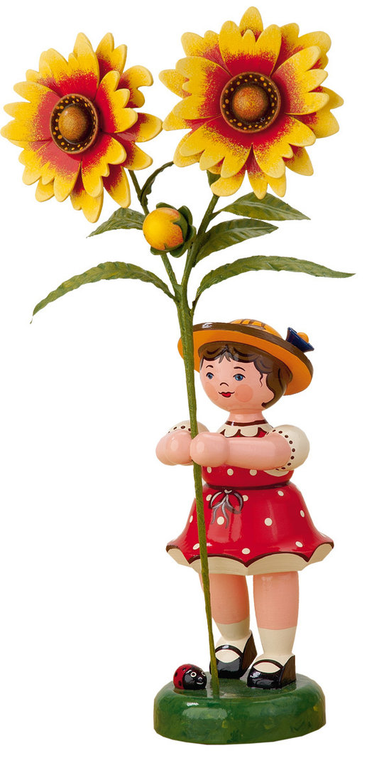 Blumenkind Mädchen mit Kokardenblume, 24cm